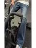 Jeans Masculino Padrão Raio Bigodes de Gato Azul Retrô Calças com Vibe High Street Americana Corte Limpo Frescas e Estilosas Calças Levemente Flare