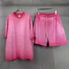 Nuevo Producto Transfronterizo de Longitud Media Primavera y Verano 2025 Traje de Camiseta para Hombre Color Frito Inverso Borde Lavado Marca de Tendencia Retro t