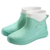 Botas de Lluvia de Moda Transfronterizas de Caña Corta para Mujer, Zapatos Impermeables de Caña Baja, Zapatos de Goma de Caña Baja para Cocina, Botas de Agua para Lavado de Autos, Botas de Lluvia con Forro de Algodón