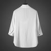 Camiseta de manga 3/4 de seda de hielo para hombre, estilo chino, verano, retro, moderna, holgada, talla grande, ropa zen, camiseta delgada de media manga para hombre