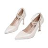 Outono de 2025 Novo Estilo Coreano Salto Fino Sapatos de Pérola Femininos Elegantes Franceses Pé Descalço Contas Temperamento Gentil Salto Alto