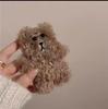 Pinza para el pelo de oso marrón de peluche para mujer, pinza lateral de pelo de cordero lindo, pinza para flequillo, pinza BB, tocado peludo nuevo 2023