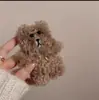 Lindo pasador de peluche de dibujos animados, muñeco de oso marrón, clip lateral de otoño e invierno, parche, clip BB, pinza para cabello suelto, dulce tocado