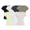 26131 - Camiseta de moda estilo europeo y americano con cuello redondo y manga corta para mujer, nueva top básico sexy ajustado primavera-verano 2026