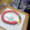 Pulsera de Arena Imperial con Contenido Medio combinada con Ágata Cinco Dioses de la Riqueza, un Regalo de Cumpleaños para Novia o Mejor Amiga