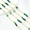 Cadena de cristal con ojo de diablo de piedra natural transfronteriza, chapada en cobre que conserva el color, cadena hecha a mano DIY para pendientes, pulseras, collares y otras joyas