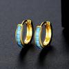 Brincos Círculo Azul Turquesa Estilo Francês, Design Nicho Ins, Brincos Simples de Argola de Cobre, Elementos Geométricos Exquisitos para Mulheres