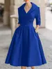 Moda Femenina Europea y Americana 2025 Sitio Independiente de Amazon Vestido Elegante Formal Ceñidor de Cintura Adelgazante Elegante Vestido Largo de Manga Larga