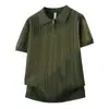 2026 Nueva Camisa Polo de Manga Corta Multicolores de Verano con Media Cremallera para Hombre, Camisa de Punto Ligero de Lujo Ajustada con Cuello de Solapa de Manga Corta