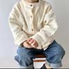 Camisa Infantil Otoño 2026 Color Sólido Top para Niños Estilo Coreano Algodón Lino Cuello Alto Camisa Versátil de Manga Larga para Niñas