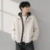Jaqueta marrom estilo americano, falsa peça dupla, para homens, conjunto de outono e primavera, jaqueta Harrington, jaqueta de baseball estilosa