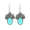 Pendientes de gota de agua de turquesa hueca de tendencia europea y americana, pendientes bohemios, fabricantes de joyas de comercio exterior transfronterizo al por mayor