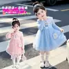 Elegante vestido de malla de manga larga para niñas pequeñas, perfecto para primavera y otoño, nuevo vestido de princesa Elsa 2026, colección de otoño