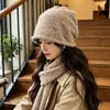 Gorro de Lana Holgado de Cabeza Grande para Mujer, Gorro de Punto Rizado Cálido para Otoño e Invierno, Gorro de Moda para Exteriores de Celebridad de Internet para Clima Frío