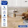 Mesa Lateral Transparente de Acrílico Creativa Estilo Moderno Minimalista Americano para Uso en el Hogar, Mesa de Esquina Sólida de Madera Nórdica para Dormitorio Sala de Estar Sofá