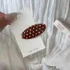 Presilha de cabelo fofa de bolinhas estilo coreano, presilha bico de pato requintada de alta qualidade, presilha para franja infantil, pequeno acessório de cabelo oval