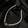 Coreia do Sul Dongdaemun colar retrô amor feminino elegante versátil moderno metal imitação pérola fecho T corrente clavicular dupla camada