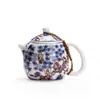 Tetera Azul y Flores Estilo Chino Antiguo Cerámica Doméstica Juego de Té Kung Fu tamaño pequeño Tetera Mini Alto Nivel Literario Juego de Té