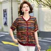Blusa Elegante de Verão para Mãe 2026 Novo Estilo Roupas para Mulheres de Meia-Idade e Idosas Blusa de Alcinha com Decote V Blusa Solta que Cobre a Barriga