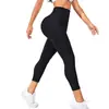 Calça de Yoga Feminina Estilo Europeu e Americano Transfronteiriça, Calça Fitness de Treino Elástica de Cintura Alta Levanta Bumbum, Calça Esportiva Cropped de Primavera e Verão para Uso ao Ar Livre