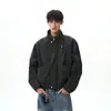 Jaqueta bomber retro americana com gola alta para homens, jaqueta de trabalho curta com zíper da moda para primavera/outono 2025