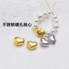Seiko Aço Titânio Furo Horizontal Coração de Pêssego Espaçadores de Furo Horizontal Não Desbotam Pingente 18K Acessórios de Joias DIY Espaçadores de Pulseira de Cristal