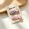 Pinza para el pelo de tela estilo coreano, cuadros rosas para niños, pinza para flequillo de niña, lindo lazo, pinza lateral BB para bebé, accesorios para el cabello
