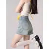 Shorts Jeans Feminino de Cintura Alta, Corte Evasê, Estilo Verão Fino, Emagrecedor, Versátil, Valoriza a Silhueta, Hot Pants Soltos de Perna Larga