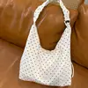 Nova Série de Nylon com Bolinhas de Verão Bolsa Grande de Alta Capacidade Moderna Bolsa Transversal com Cordão Plissado para Mulheres
