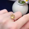 Anillo de Citrina Popular Natural Plata S925 Piedra Principal para Mujer 9mm Incrustación Fina Venta Caliente Dropshipping Transfronterizo