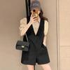 Traje de Trabajo de Moda Verano Nuevo Estilo Coreano Pantalón Conjunto de Dos Piezas Estación Europea Casual Mono con Tirantes Traje Corto Mujer