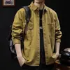 Camisa de Trabajo Versátil Estilo Primavera y Otoño Moda Retro Nuevo Bolsillo de Decoración de Alta Gama Juvenil Camisa Casual de Manga Larga