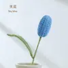 Decoración de flor de tulipán tejida a mano vertical terminada, flor artificial tejida a crochet para el Día del Maestro