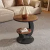 Mesa de centro de estilo vintage de lujo ligero en color nogal para sala de estar, uso doméstico, mesa de té de forma ovalada, mesa de centro pequeña de combinación moderna simple, modelo nuevo