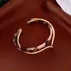 Pulseira Aberta Banhada a Ouro 18k com Zircônia em Formato de Cobra Leve Luxo Sensação de Alto Padrão Pulseira de Nicho Versátil Atacado Mulheres