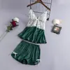 Roupa de Casa Feminina Plus Size de Seda para Primavera e Verão, Lingerie Sexy Costas Abertas com Renda, Pijama Confortável para Casa