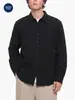 Camisa de punto con textura de manga larga retro americana para hombre Muqiu, estilo "old money", top tipo chaqueta casual holgado