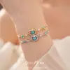 Pulseira Gato Zircônia Banhada a Ouro 14K Vintage Usada Pulseira de Luxo Leve Toque de Alto Padrão Joia de Mão Versátil da Moda