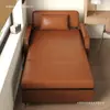 Sofá Cama Estilo Nuevo, Cama Plegable Estilo Chino, Sofá Cama Doble Multifuncional de Doble Propósito para Sala de Estar de Cuero Aceitado y Encerado, Extensible