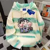 Moletom com Capuz Estilo Coreano Americano Fofo do Crayon Shin-Chan para Mulheres Outono e Inverno 2025 Tie-Dye Estilo Preguiçoso Versátil Criativo Top