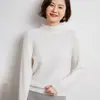 Suéter grueso de cachemira pura con cuello semi-alto y hombros raglán, una capa base cálida y versátil para mujer, un top de punto elegante y versátil
