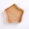 Explosiones de Amazon vajilla creativa con forma de hoja de madera maciza irregular para niños se puede configurar l-hecha