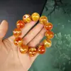 Pulseira de Contas Redondas Flor Demônio de Mel de Caverna Âmbar Dourado de Venda Quente Otimizada para Homens e Mulheres Pulseira de Laço Único Flor Demônio Pele de Tigre