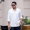 Camisa Casual Solta para Homem Gordo de Primavera e Outono Camisa de Manga Longa Tamanho Extra Grande para Homem Gordo Cor Sólida Top Masculino para Negócios