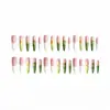 WM-506 Flor de Coco Blanca Uñas Postizas Perro Pequeño Puntiagudas Estilo Europeo Americano Hawaiano Chica Popular Uñas Francesas Usables Piezas de Uñas Al Por Mayor