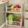 Estante para Sándwiches de Cocina Estante de Almacenamiento Multicapa Cesta de Verduras con Ruedas Carrito Multifuncional de Pie Cesta de Verduras