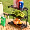 Estante plegable de metal de tres capas para acampar al aire libre, multifuncional, de escritorio, retráctil, de madera, venta directa de fábrica
