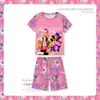 Pijama infantil para meninas, estilo fino de verão, manga curta, roupa de casa de princesa para meninos e meninas, conjunto para ar condicionado, estilo de verão