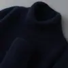 Suéter masculino de lã pura com gola alta, cor sólida, casual de negócios, caimento solto, malha de tricô, pulôver, camiseta de malha