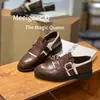 Versão em Couro Macio~Sapatos Brogue Florais em Couro para Mulheres, Couro de Cavalo, Estilo Britânico, Retrô, Bico Redondo, Salto Grosso, Sapatos Monk com Franjas